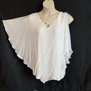 NWT JM Collection White Cotton Gauze Lined Peek-A-Boo Shoulder - XXL